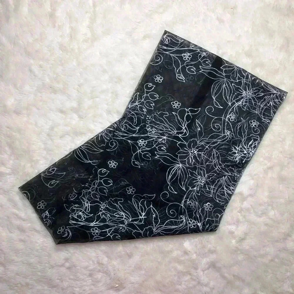 Wrap Scarf  Sheer Floral Black & Silver - Picture 1 of 15
